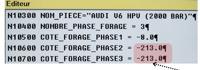 CNC editor — HPV program, Phase 2 depth -213.0mm